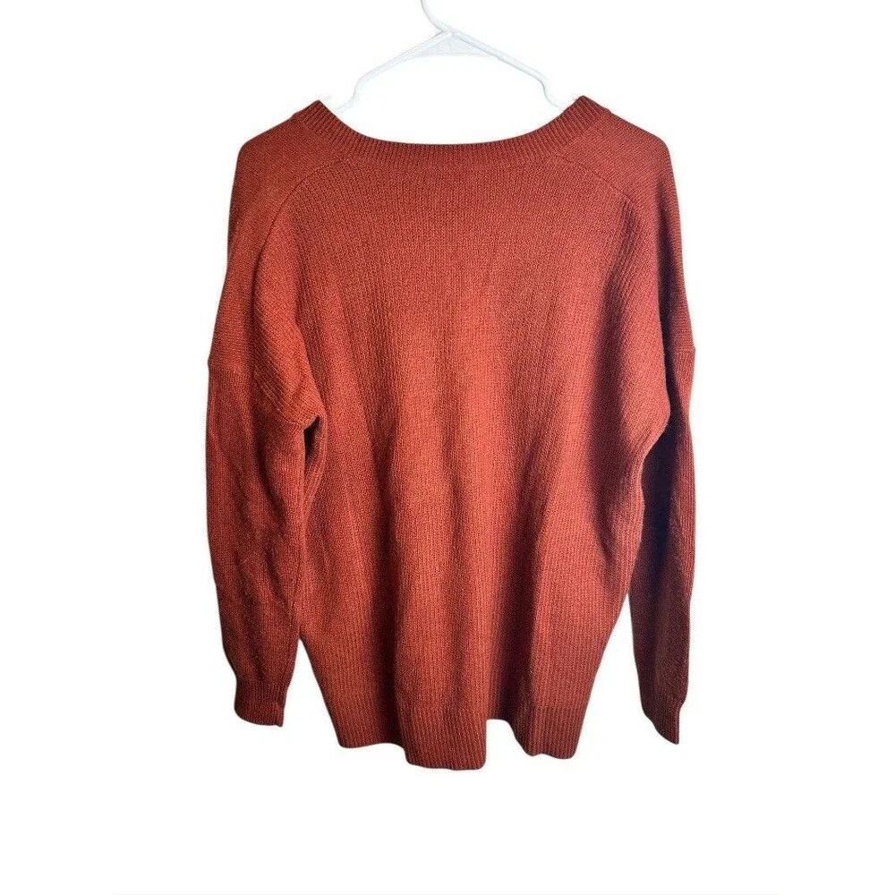J Crew Wool Blend Orange Vneck Sweater Size Small